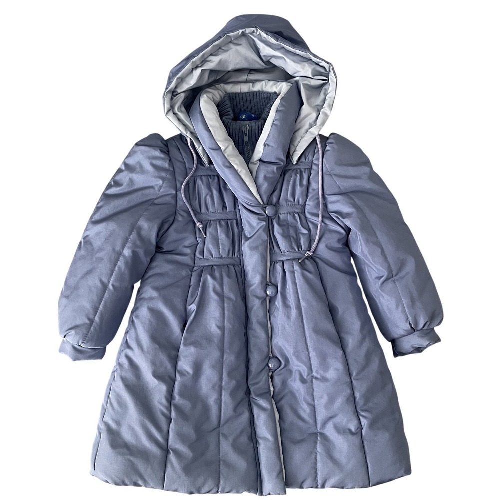 Vintage Rothschild 1980s Periwinkle Hooded Puffer Winter Coat | Girls Size 5